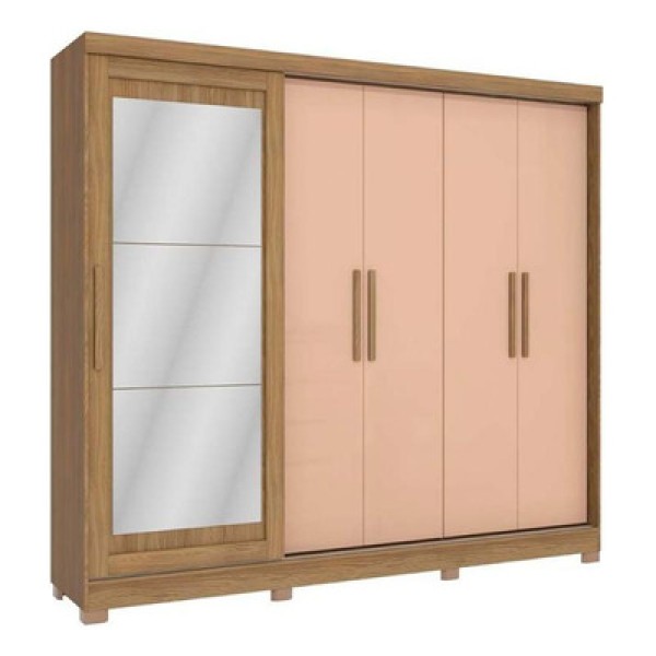 Encontraproduto.com.br - Roupeiro 5 Portas E 4 Gavetas Kappesberg Espelho Nogueira E Macadamia CB01N564