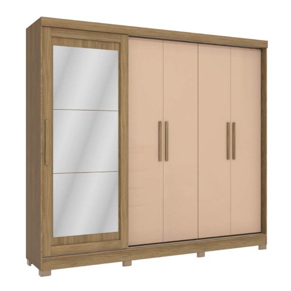 Encontraproduto.com.br - Roupeiro 5 Portas E 4 Gavetas Kappesberg Espelho Nogueira E Macadamia CB01N564