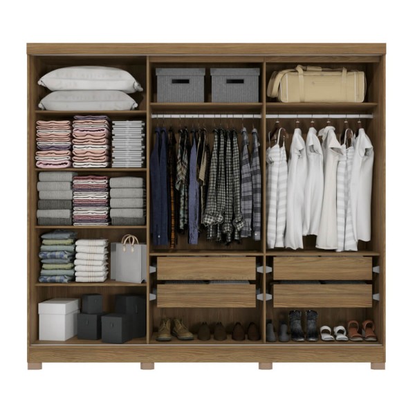 Encontraproduto.com.br - Roupeiro 5 Portas E 4 Gavetas Kappesberg Espelho Nogueira E Macadamia CB01N564