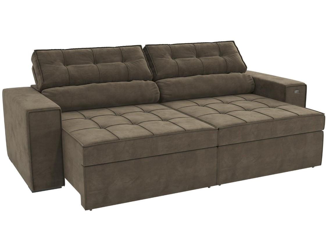 Sofá Lanus 250cm Retrátil E Reclinável S147n-2 Kappesberg Marrom