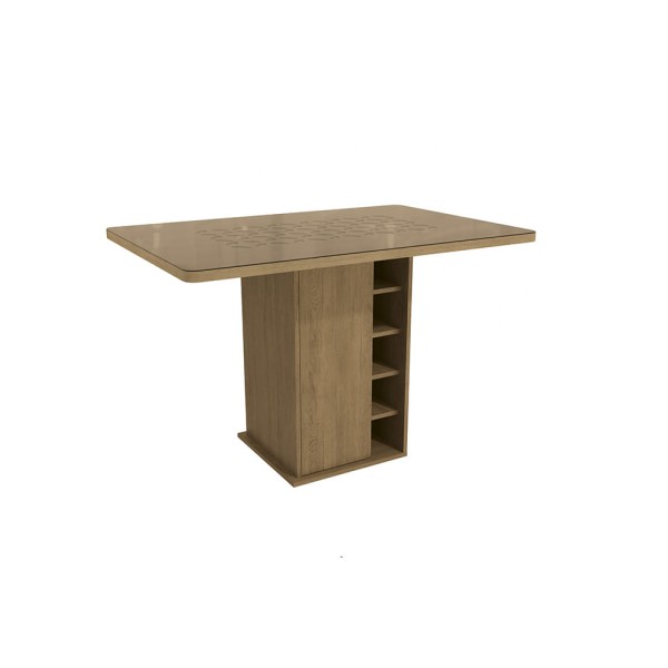 Mesa de Jantar Kappesberg com Tampo de Madeira e Vidro 120cm