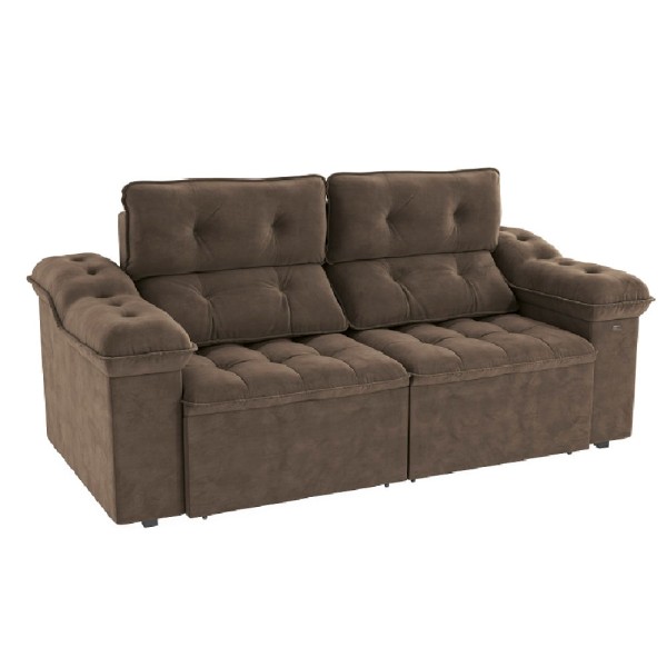 Encontraproduto.com.br - Sofá Sierra 230cm com Molas Ensacadas Retrátil e Reclinável Kappesberg - Marrom