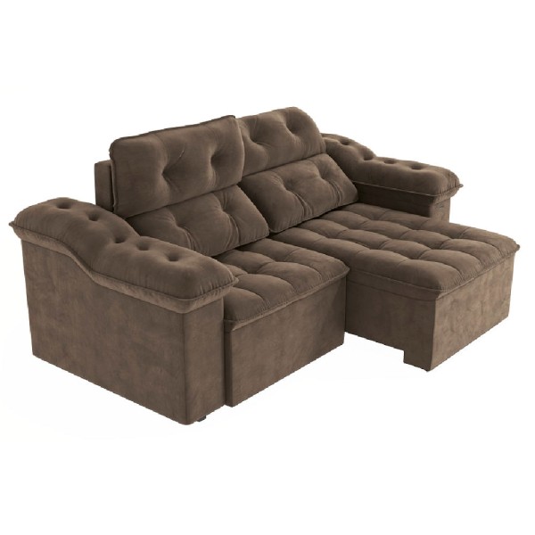 Encontraproduto.com.br - Sofá Sierra 230cm com Molas Ensacadas Retrátil e Reclinável Kappesberg - Marrom