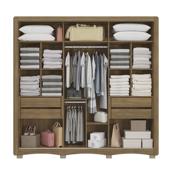 Encontraproduto.com.br - Guarda-Roupa Casal Kappesberg 3 Portas de Correr com Espelho Marrom/Bege - CB01N576