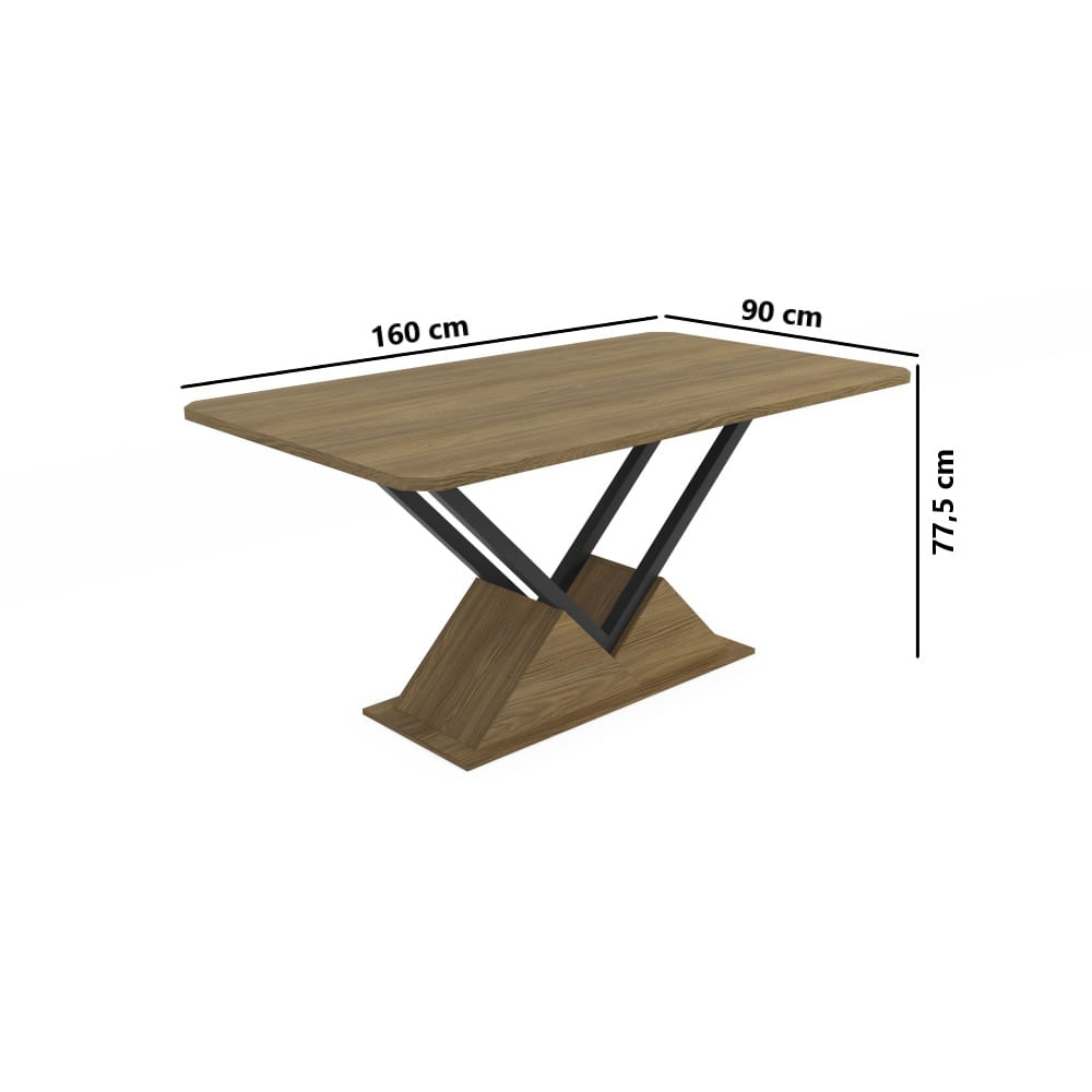 Encontraproduto.com.br - Conjunto Sala de Jantar Kappesberg Crome Tampo de Madeira 6 Cadeiras Preto Marrom