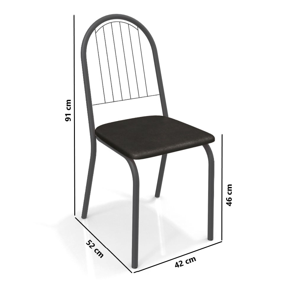 Encontraproduto.com.br - Conjunto Sala de Jantar Kappesberg Crome Tampo de Madeira 6 Cadeiras Preto Marrom