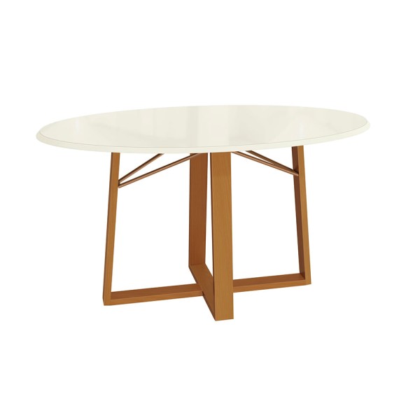 Encontraproduto.com.br - Mesa de Madeira Com Tampo de Vidro Kappesberg Carvalho e Off White BAM010- CA/TA61-OWV8