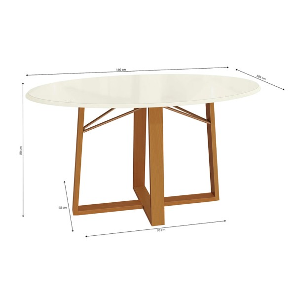 Encontraproduto.com.br - Mesa de Madeira Com Tampo de Vidro Kappesberg Carvalho e Off White BAM010- CA/TA61-OWV8