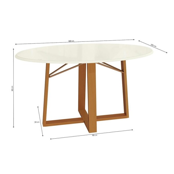 Encontraproduto.com.br - Mesa de Madeira Com Tampo de Vidro Kappesberg Carvalho e Off White BAM010- CA/TA61-OWV8