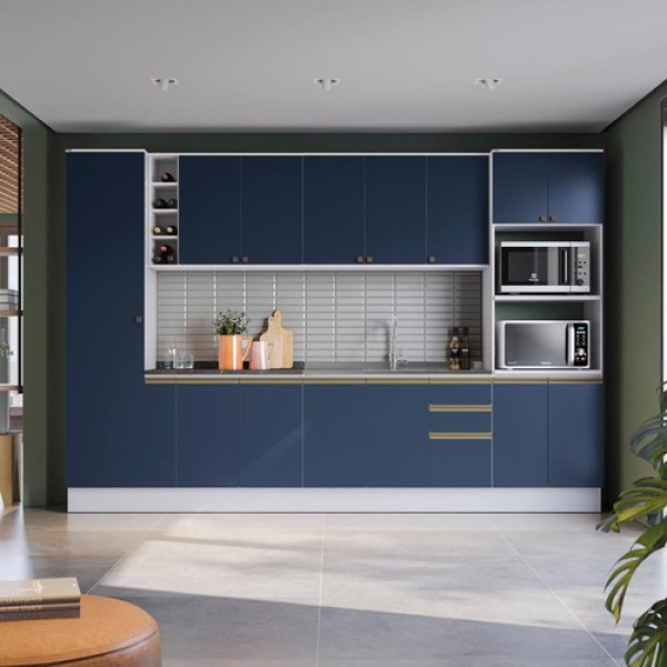 Cozinha Modulada Celeste Kappesberg 100% Mdf Branco/nogueira 340cm