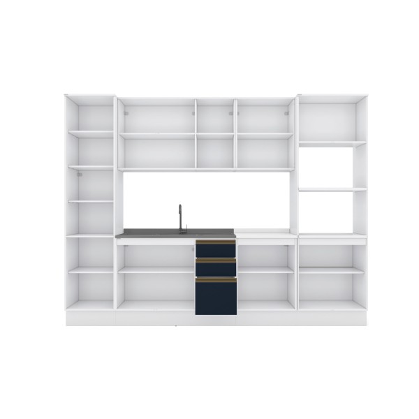 Encontraproduto.com.br - Cozinha Modulada Celeste Kappesberg 100% Mdf Branco/azul 300cm