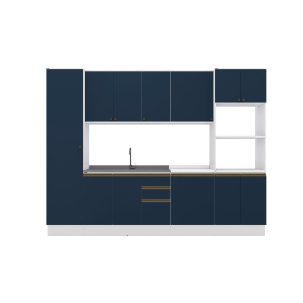 Encontraproduto.com.br - Cozinha Modulada Celeste Kappesberg 100% Mdf Branco/azul 300cm