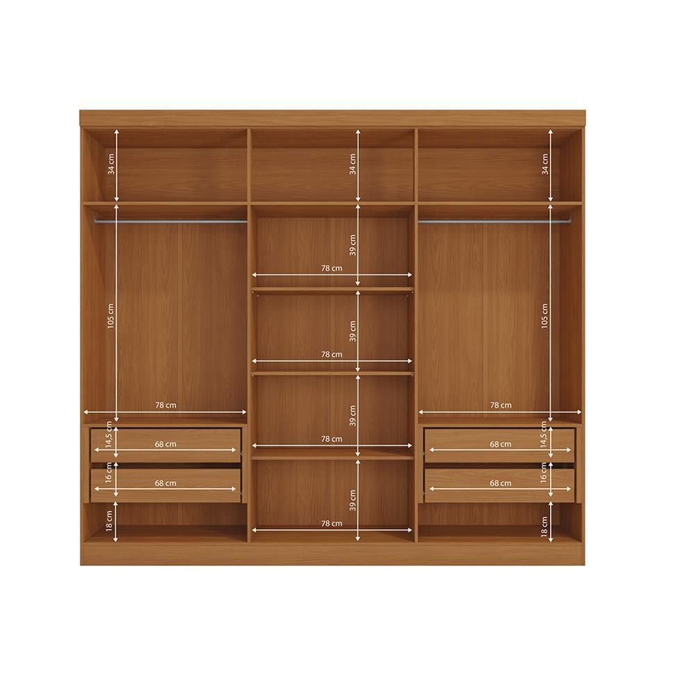 Guarda-Roupa Casal Mathis sem Pés 6 PT 4 GV Canela