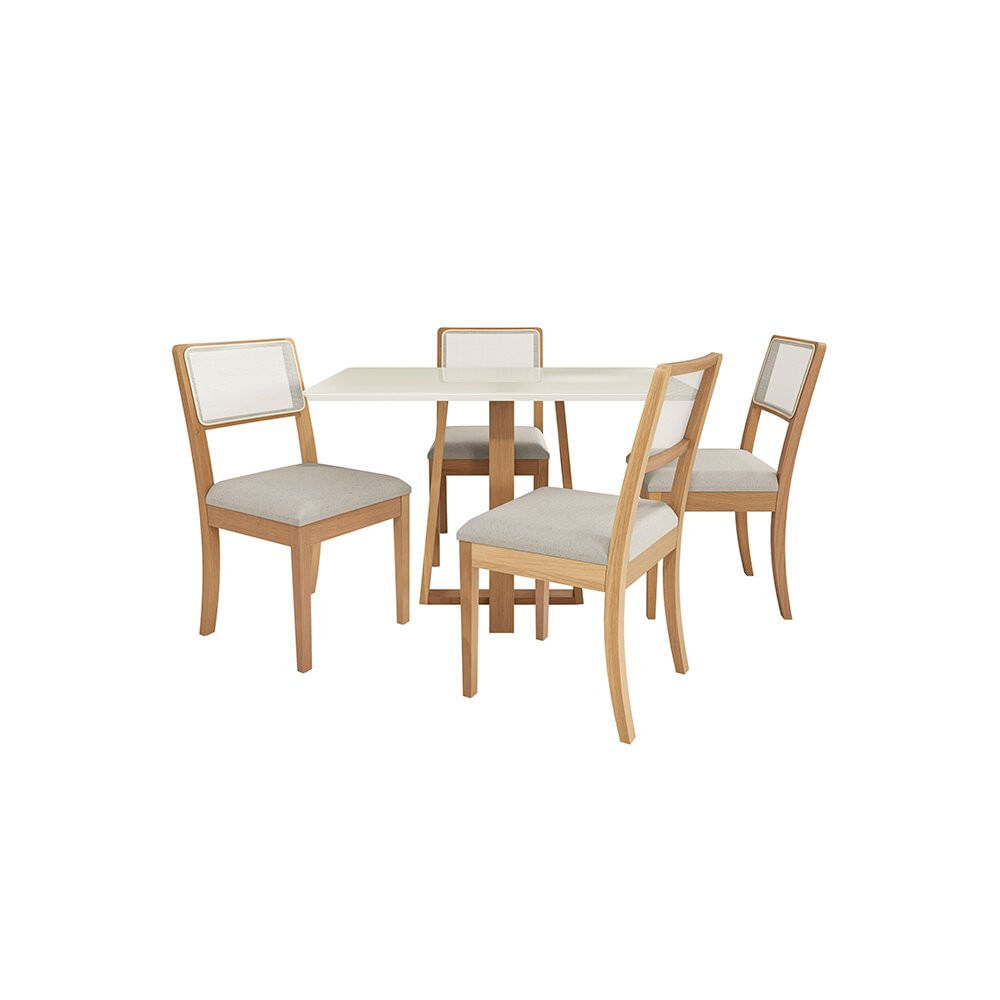 Conjunto de Mesa Maciça Elma com 4 Cadeiras Lola Kappesberg