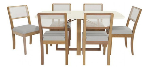 Conjunto de Mesa Maciça Elma com 6 Cadeiras Lola Kappesberg