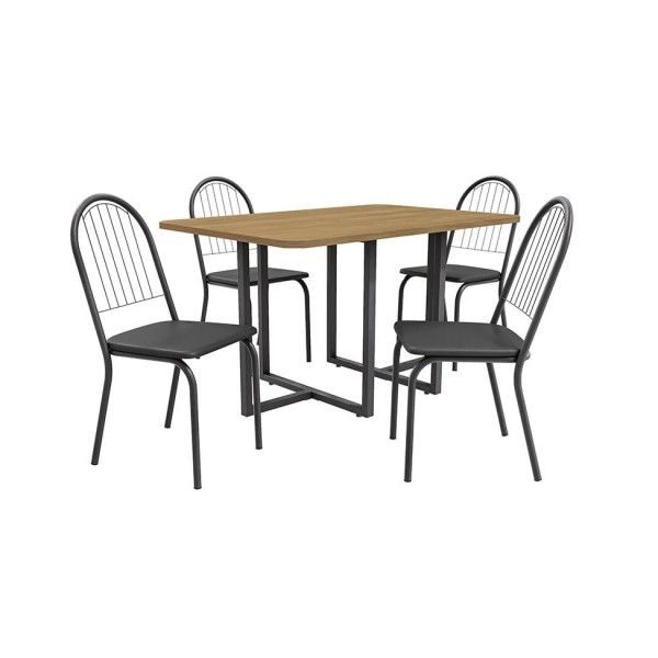 Encontraproduto.com.br - Conjunto de Mesa de Cozinha Retangular com Tampo MDP e 4 Cadeiras Margarida Corino Preto