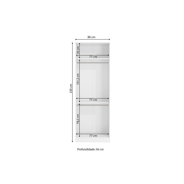 Encontraproduto.com.br - Guarda-roupa 2 Portas 2 Cabideiros Kappesberg Adapt Branco/macadâmia 80cm