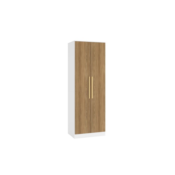 Encontraproduto.com.br - Guarda-roupa 2 Portas 2 Cabideiros Kappesberg Adapt Branco/nogueira 80cm