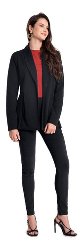 Blazer Lunender Malha Crepe Preto