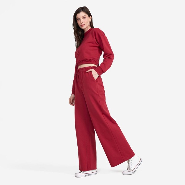 Encontraproduto.com.br - Blusa Cropped Moletom Strech Feminina basicamente Marsala