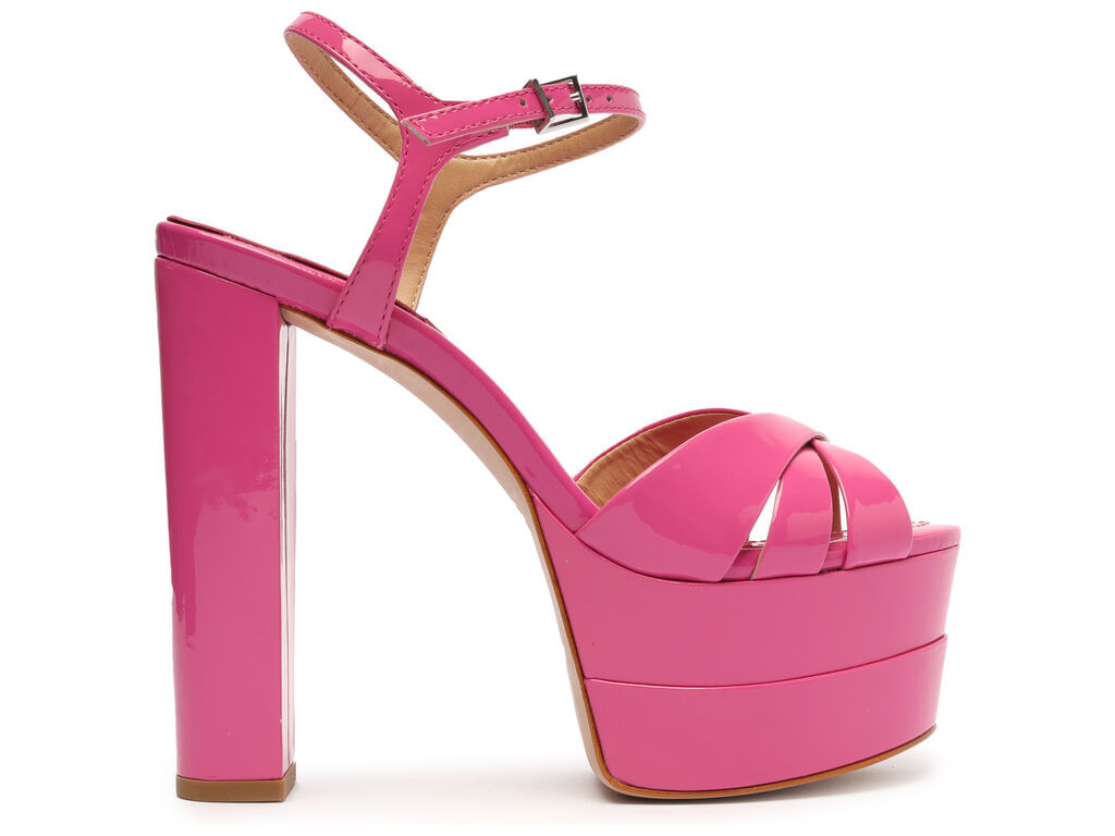 Sandália Meia Pata Alta Verniz Pink Schutz
