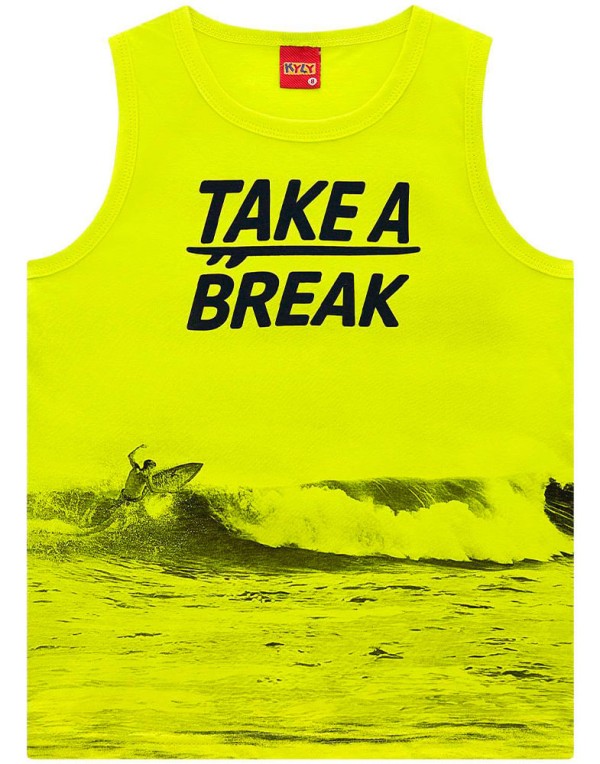 Encontraproduto.com.br - Regata Kyly Juvenil Menino Verão com Estampa Take a Break Praia 10/18 - 112181