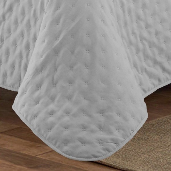 Encontraproduto.com.br - Colcha Cobre Leito Com Porta Travesseiro Charme Appel Cinza Lunar - Casal