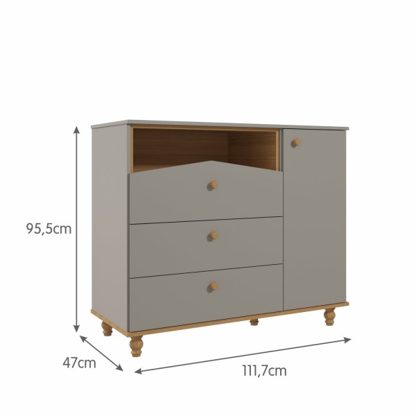 Encontraproduto.com.br - Cômoda de Bebê com 3 Gavetas e 1 Porta Picolé Espresso Móveis Fendi/Nature