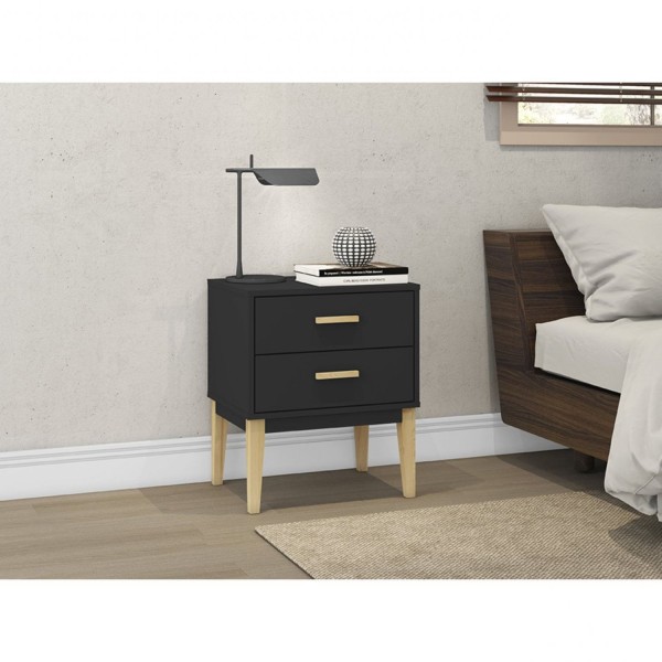 Encontraproduto.com.br - Mesa de Cabeceira 2 Gavetas Legno Preto