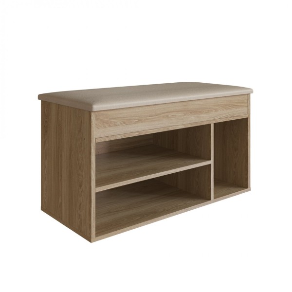 Encontraproduto.com.br - Sapateira Baú com Tampo Estofado Oak