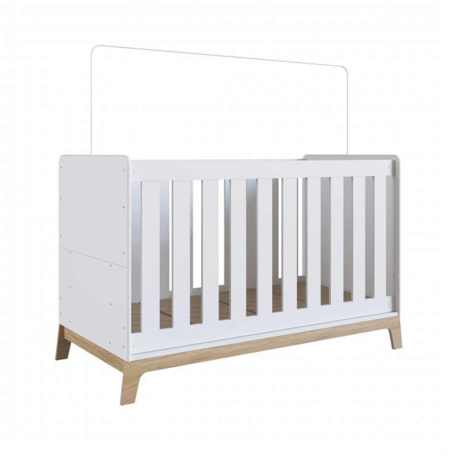 Encontraproduto.com.br - Quarto De Bebê Com Berço 3 Em 1 Cômoda Guarda Roupas e Nichos Duplos Favo De Mel Branco