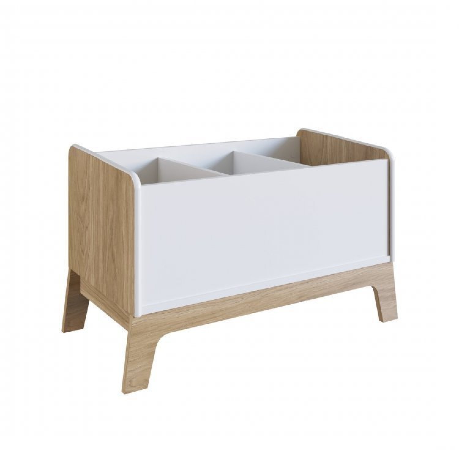 Encontraproduto.com.br - Quarto De Bebê Com Berço Cômoda Estante Com Nichos e Caixa De Brinquedos Favo De Mel Itapuã/Branco