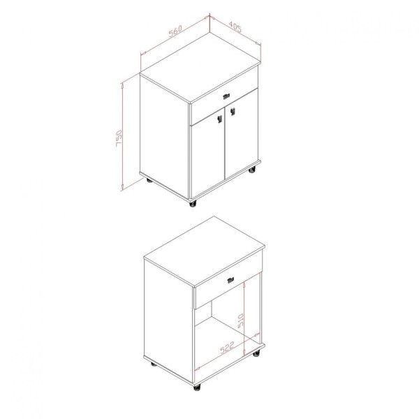 Encontraproduto.com.br - Balcão Multiuso 1 Gaveta 2 Portas 1 Prateleira Branco