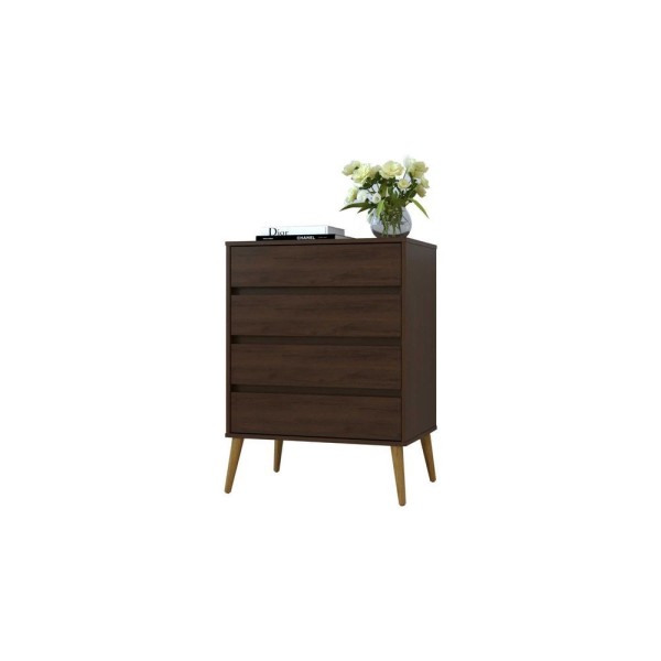 Encontraproduto.com.br - Cômoda 4 Gavetas 100% Mdf Fiori Robel Móveis Jacarandá Madeirado