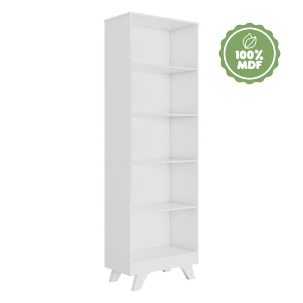 Encontraproduto.com.br - Estante Infantil com 5 Prateleiras em MDF Kakau Retrô Móveis Peroba Branco Brilho