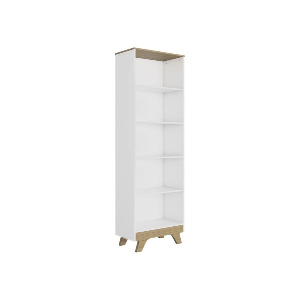 Encontraproduto.com.br - Estante Infantil com 5 Prateleiras em MDF Kakau Retrô Móveis Peroba Branco Brilho/Carvalho