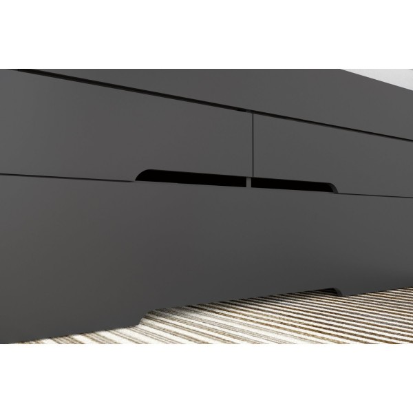 Encontraproduto.com.br - Cama Juvenil Solteiro com Auxiliar e 2 Gavetas Juliette Robel Móveis Preto Fosco