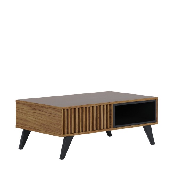 Encontraproduto.com.br - Mesa de Centro Retangular 1 Nicho Jeri  Móveis Noce Milano/Preto Fosco