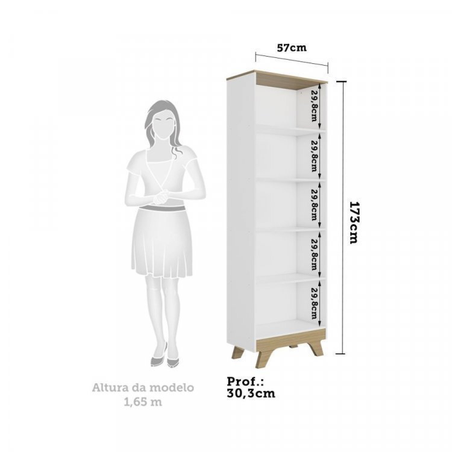 Encontraproduto.com.br - Quarto Infantil com 1 Minicama Montessoriana e Prateleira Vertical Retrô Móveis Peroba Branco/Carvalho