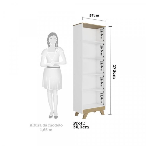 Encontraproduto.com.br - Quarto Infantil com 1 Minicama Montessoriana e Prateleira Vertical Retrô Móveis Peroba Branco/Carvalho