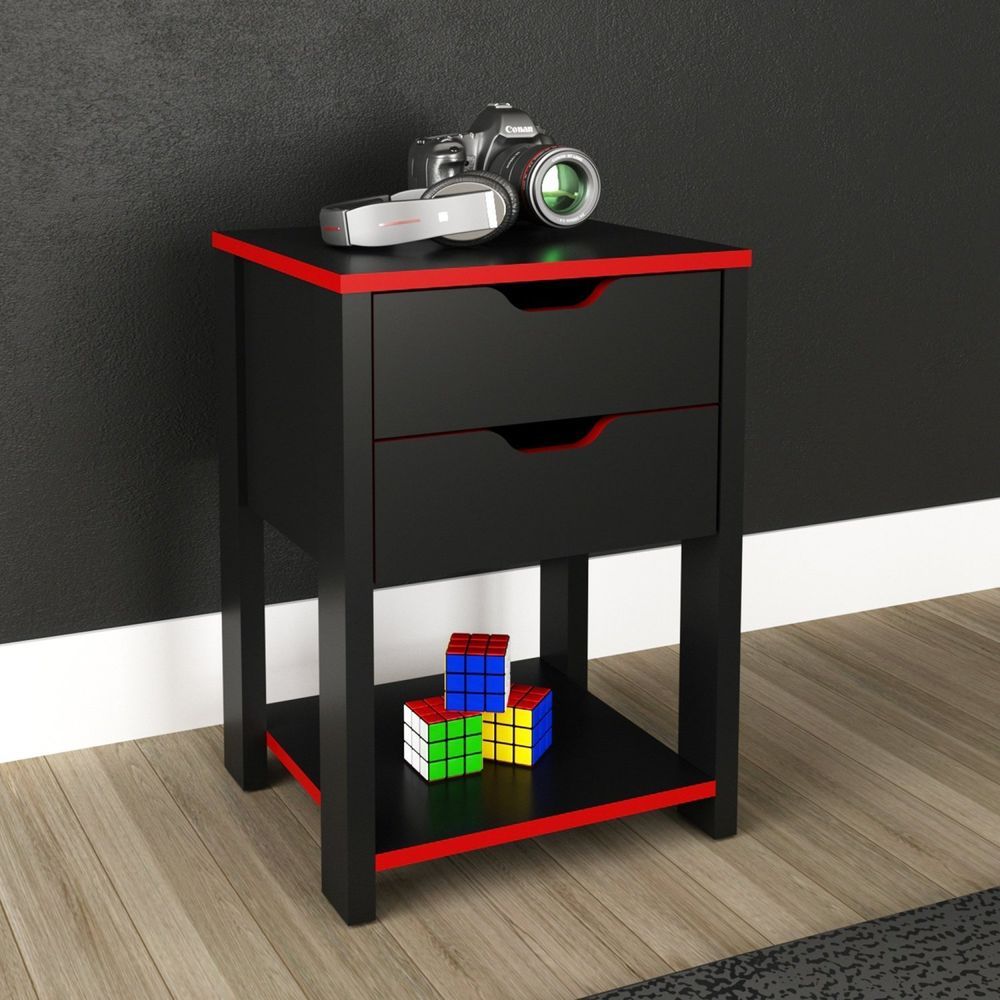 Gaveteiro Gamer 2 Gavetas Me4163 Tecnomobili Preto/Vermelho