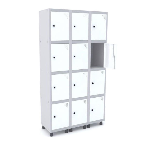 Armario Roupeiro 12 Portas Aço Grp 503/12 Pandin Móveis Cinza/branco