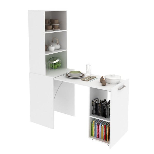 Encontraproduto.com.br - Armário com Mesa Retrátil ME4171 Tecnomobili Branco