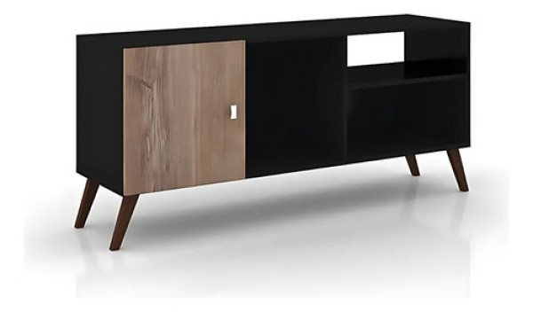 Encontraproduto.com.br - Rack para TV até 50 Polegadas 1 Porta 3 Nichos Retrô RT3014 Preto/Rústico