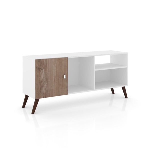 Encontraproduto.com.br - Rack para TV até 50 Polegadas 1 Porta 3 Nichos Retrô RT3014 Branco/Rústico