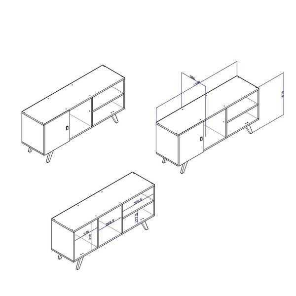 Encontraproduto.com.br - Rack para TV até 50 Polegadas 1 Porta 3 Nichos Retrô RT3014 Branco/Rústico