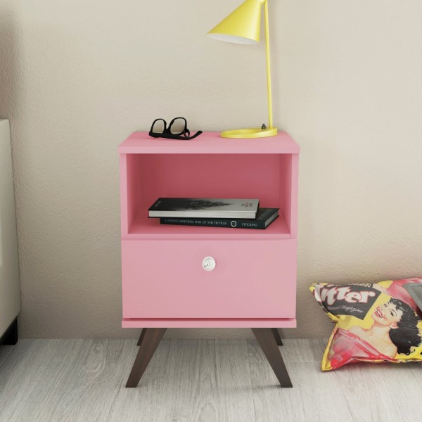 Encontraproduto.com.br - Mesa de Cabeceira 1 Gaveta 1 Nicho RT 3019 Rosa