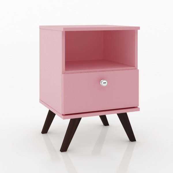 Encontraproduto.com.br - Mesa de Cabeceira 1 Gaveta 1 Nicho RT 3019 Rosa