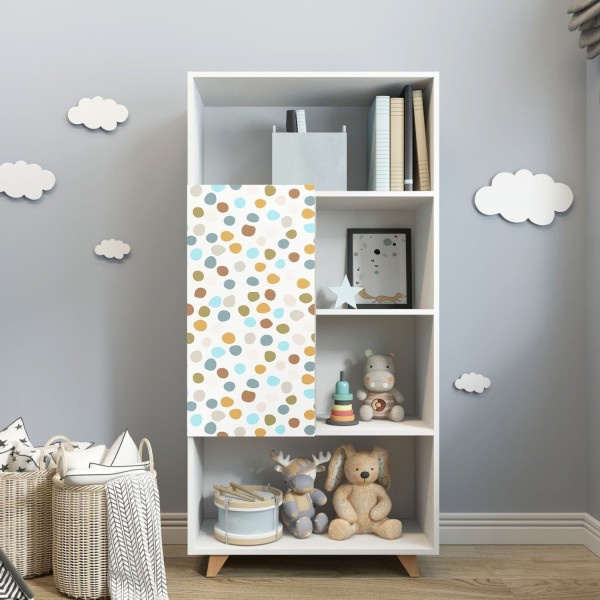 Encontraproduto.com.br - Estante Livreiro Infantil 1 Porta 4 Nichos Branco TX