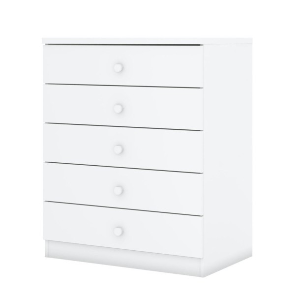 Encontraproduto.com.br - Cômoda Infantil 5 Gavetas Bala de Menta Henn Branco